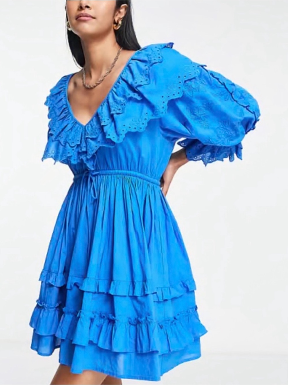 Topshop Ruffle Broderie Mini Dress